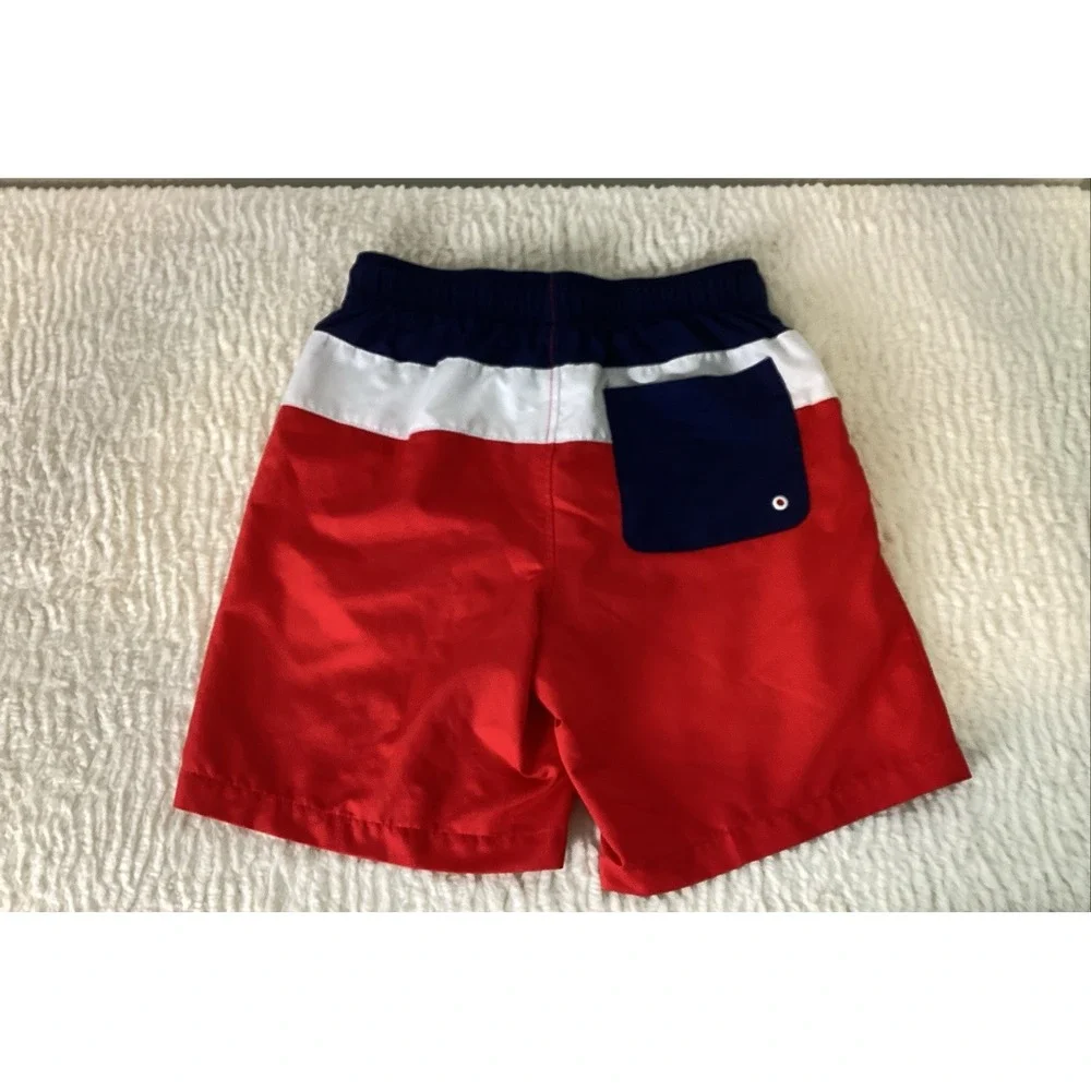 Speedo Swim Shorts Colorblock Red White Navy Men's S Elastic Waist Mesh Lining